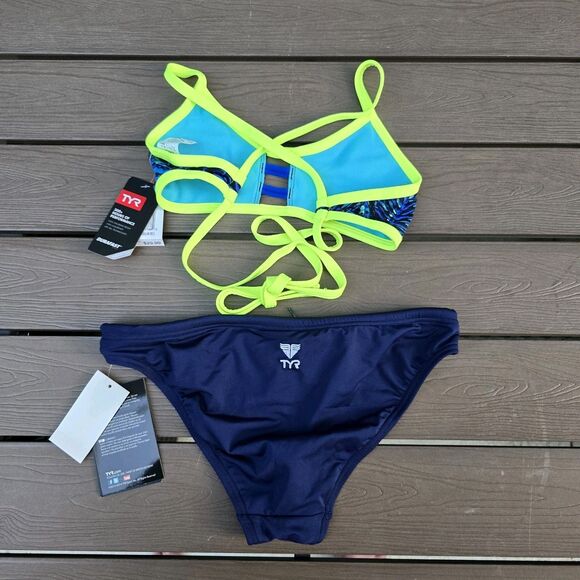 TYR Women's Mix & Match Kauai & Penello Tieback Tops & Navy Bikini Sz S New - Picture 3 of 7